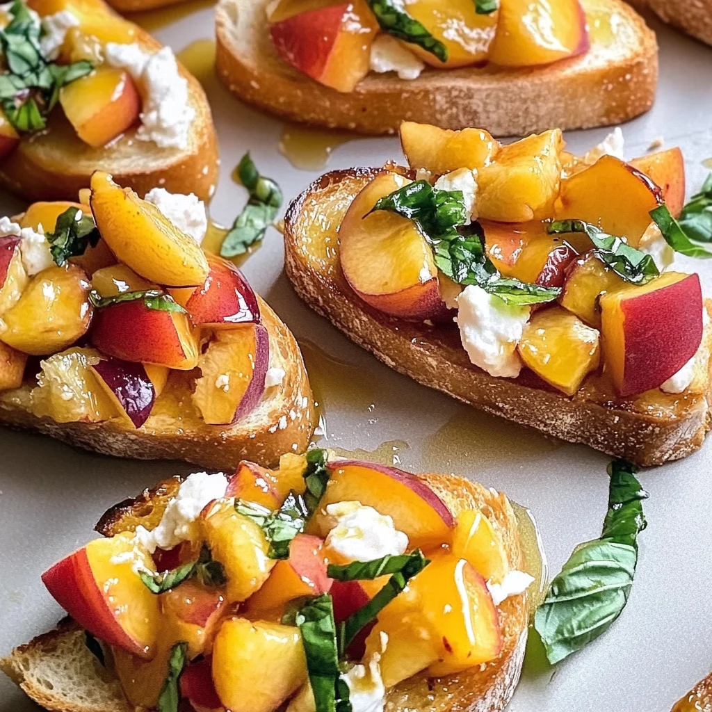 Peach Bruschetta with Goat Cheese and Honey