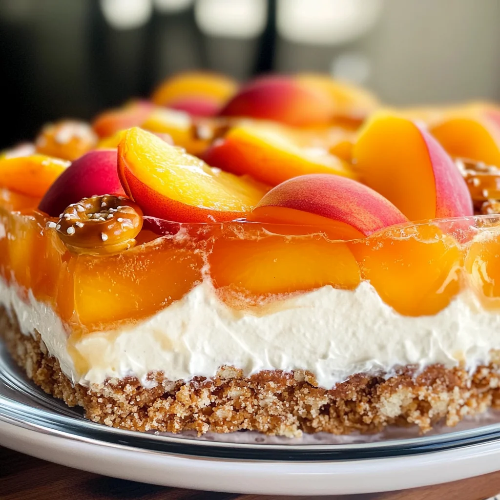 Peach Pretzel Salad Dessert