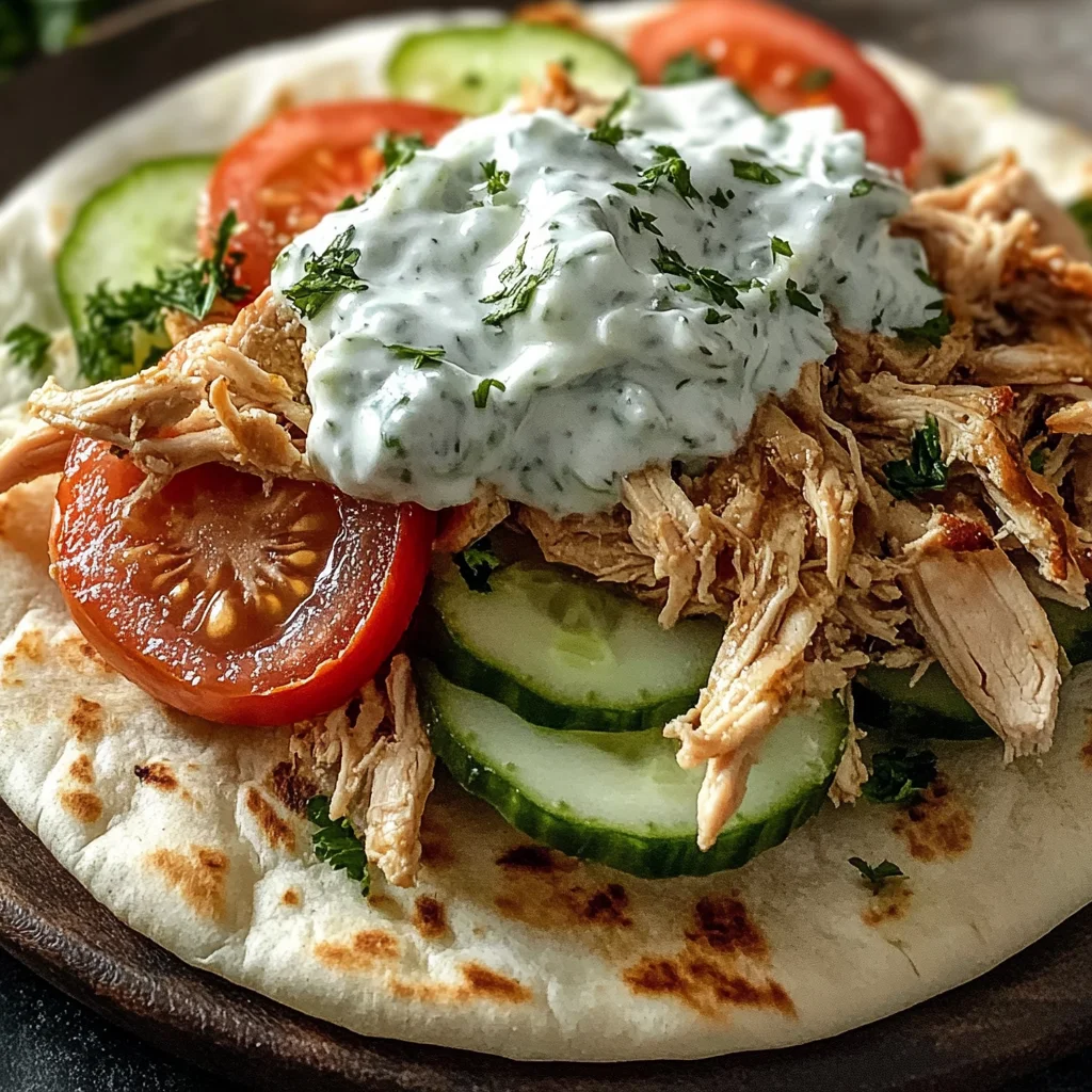 Slow Cooker Chicken Gyros with Tzatziki Sauce