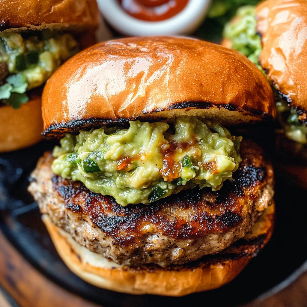Stuffed Southwest Turkey Burgers with Pepper Jack & Guacamole