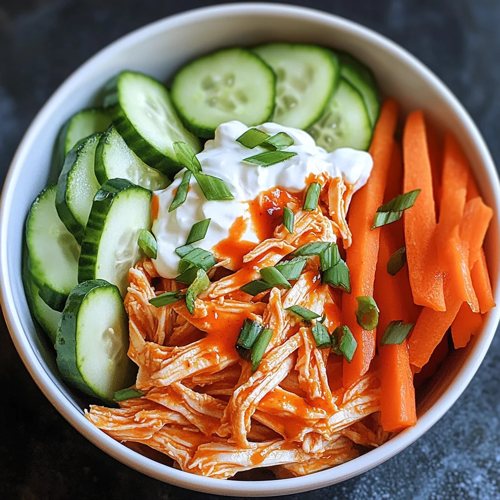 healthy buffalo chicken snack bowl (high protein)
