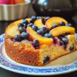 Blueberry Peach Sour Cream Cake