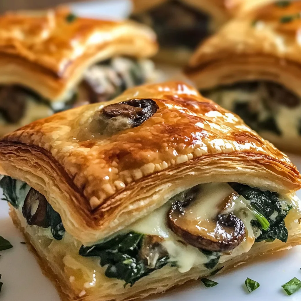Creamy Mushroom & Spinach Stuffed Pastry Bites