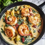 Creamy Spinach Artichoke Shrimp Skillet: Low-Carb Luxury