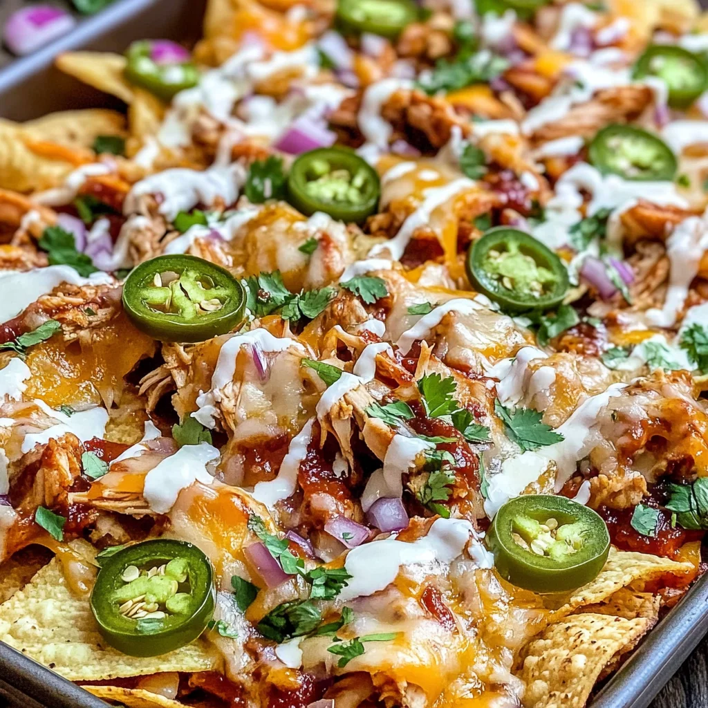 Easy Sheet Pan BBQ Chicken Nachos