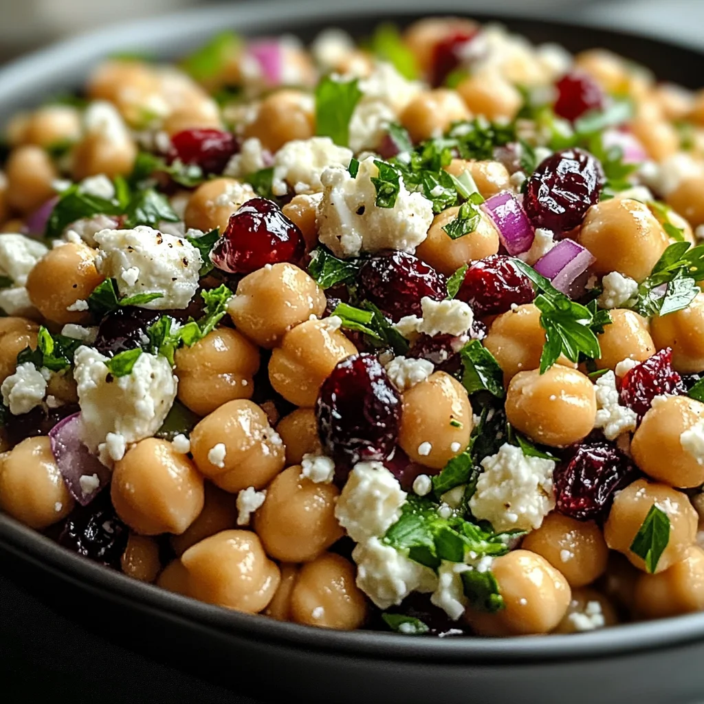 Feta & Cranberry Chickpeas with Lemon Vinaigrette – The Best 10-Minute Zesty Salad