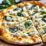 Greek Roasted Garlic Spinach White Pizza