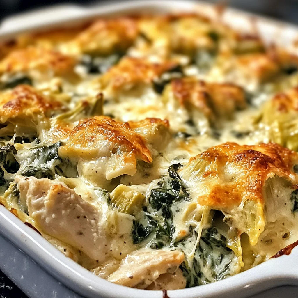 High-Protein Spinach and Artichoke Chicken Casserole