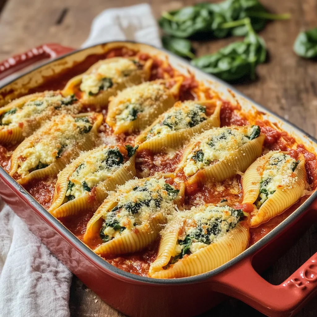 Tofu Ricotta Stuffed Shells with Spinach