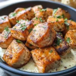 Air Fryer Salmon Bites with Garlic Cream Sauce