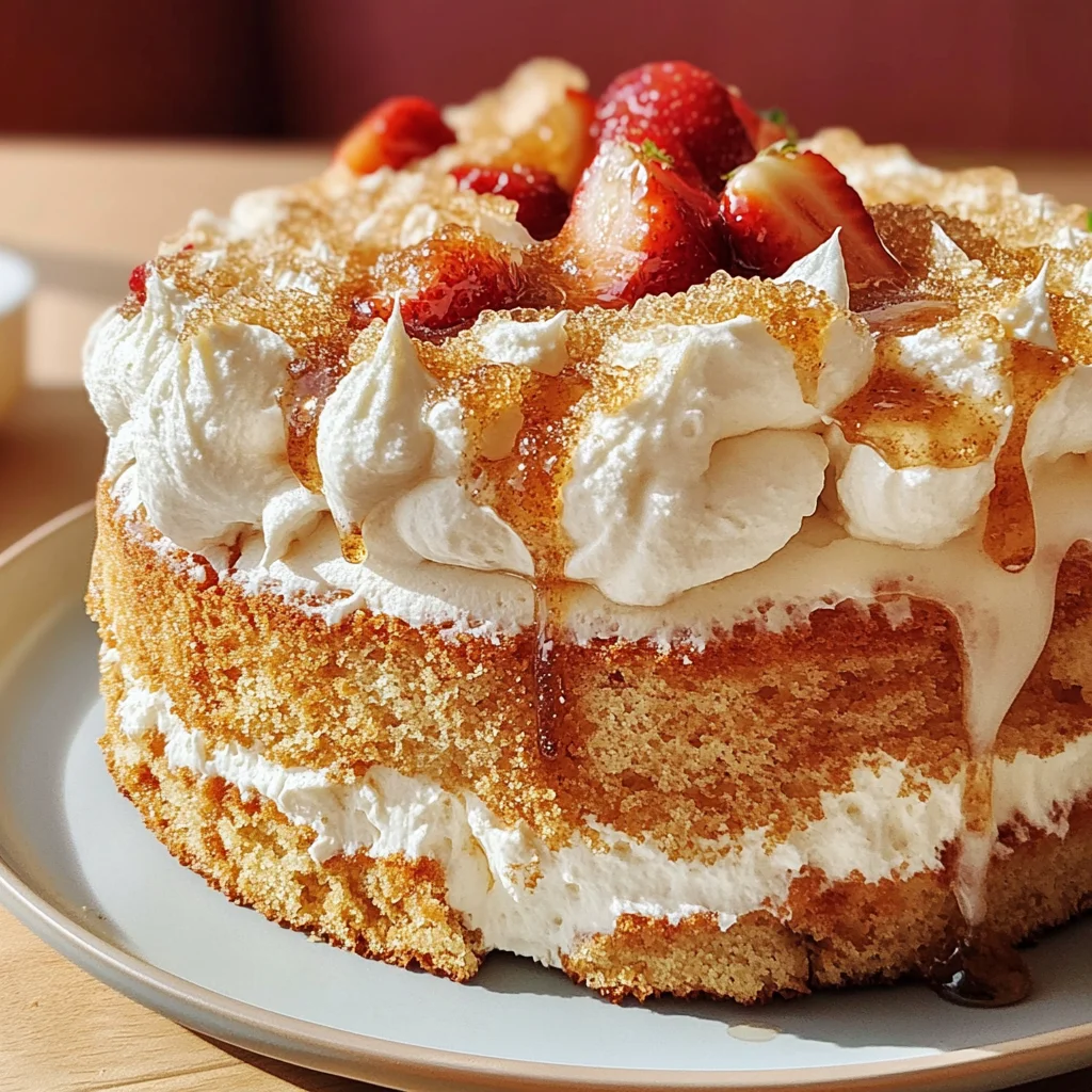 Angel Food Cake with Brown Sugar Bourbon Cream