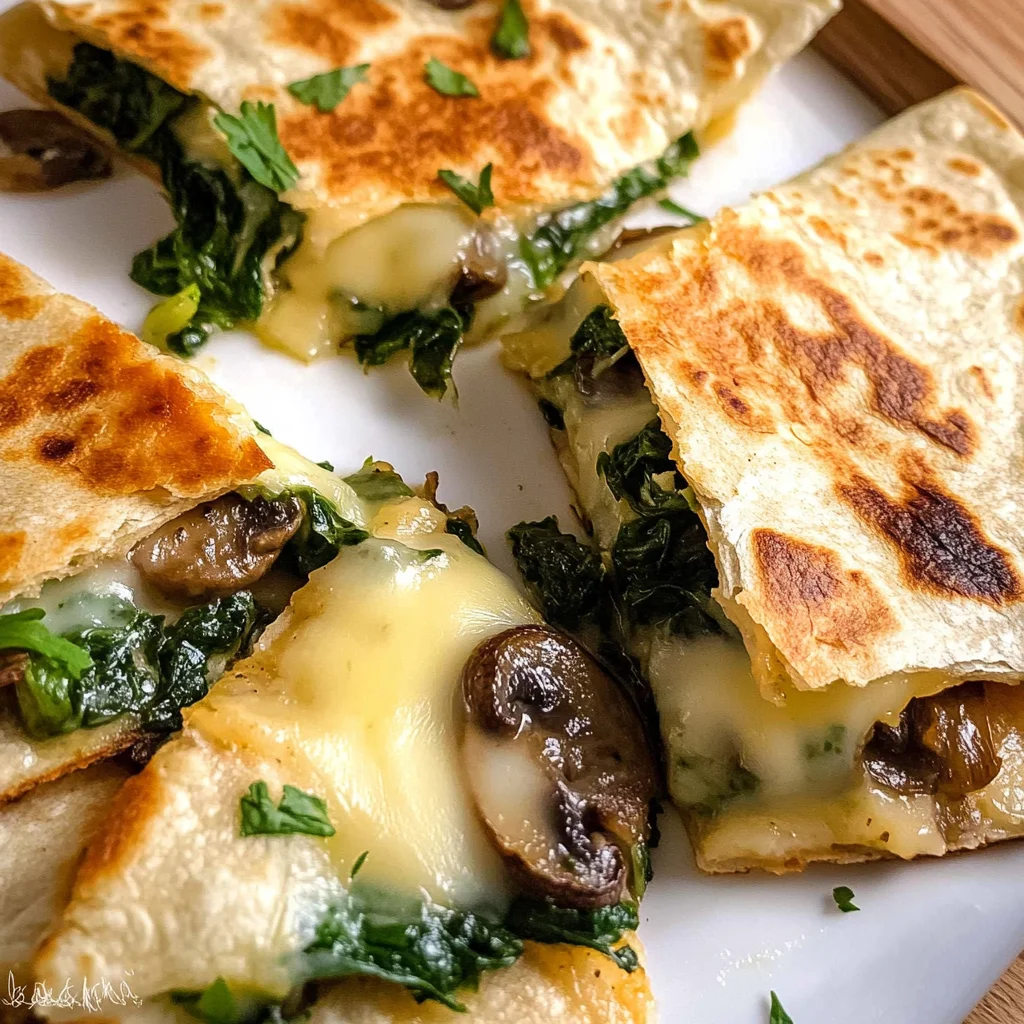 Baked Spinach Mushroom Quesadillas