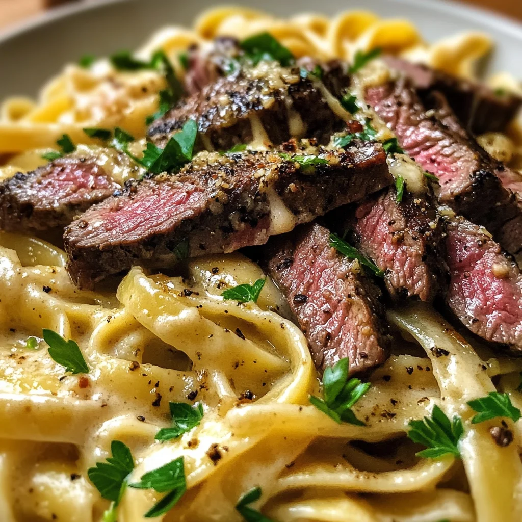Bold Garlic Parmesan Steak Pasta