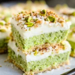 Coconut Pistachio Bars with Coconut Cream Cheese Frosting