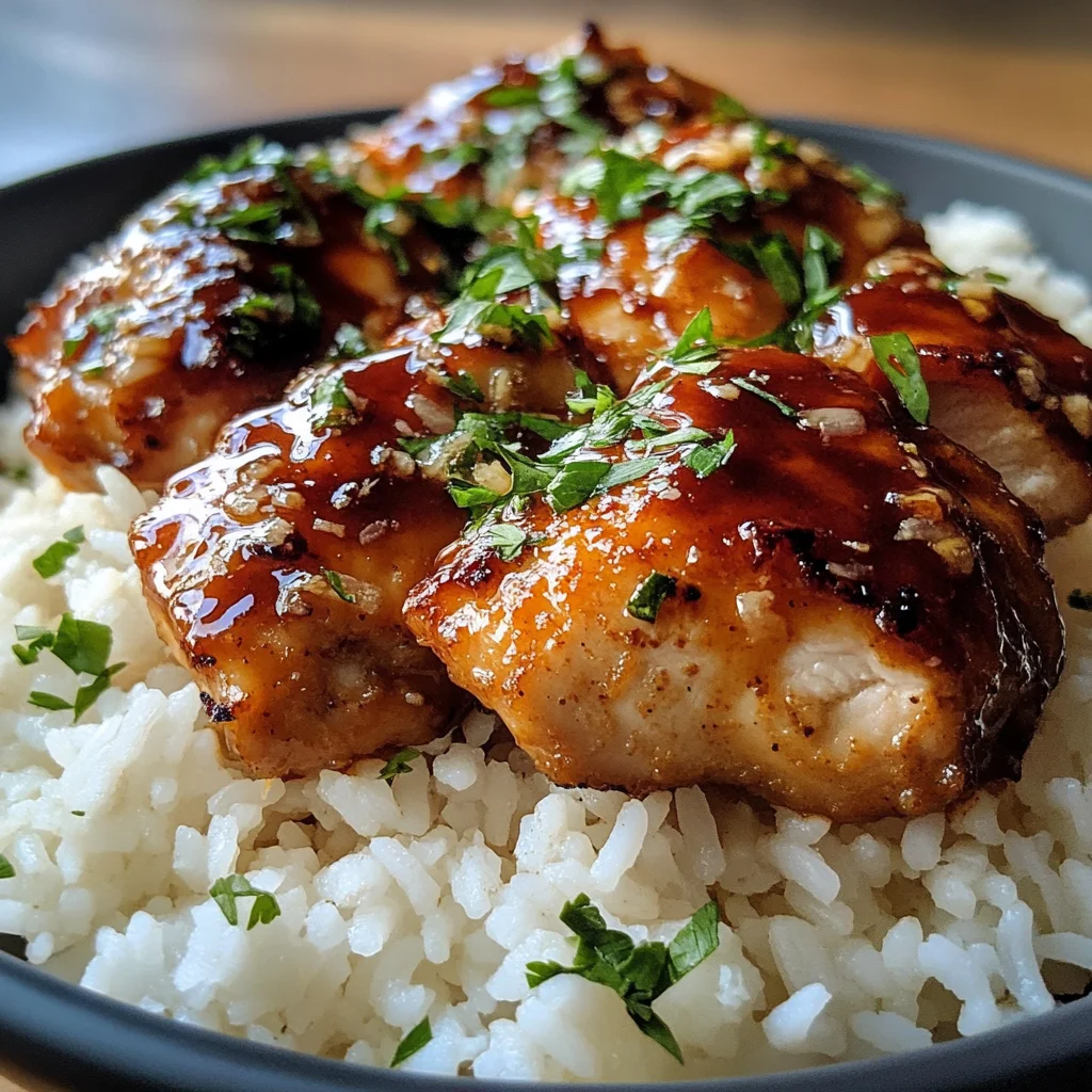 Creamy Honey BBQ Garlic Butter Chicken Rice
