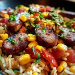 One Pan Smoky BBQ Sausage Rice