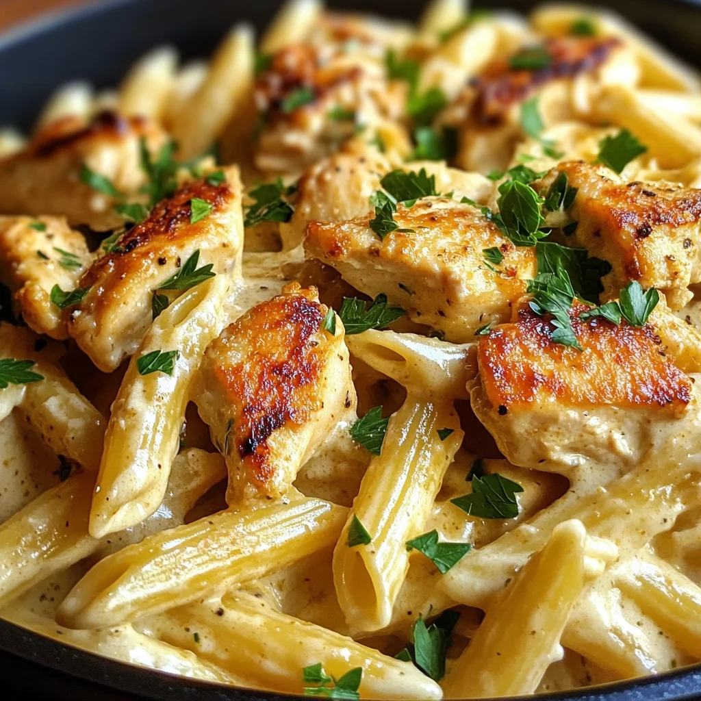 One Pot Creamy Cheddar Ranch Chicken Pasta