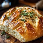 Rustic No Knead Rosemary Garlic Bread