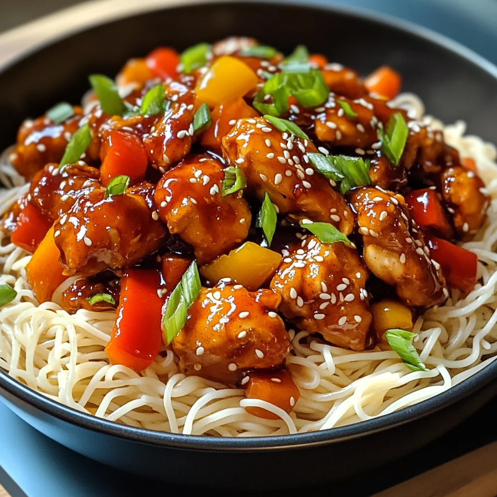 Spicy Honey Sriracha Chicken with Noodles
