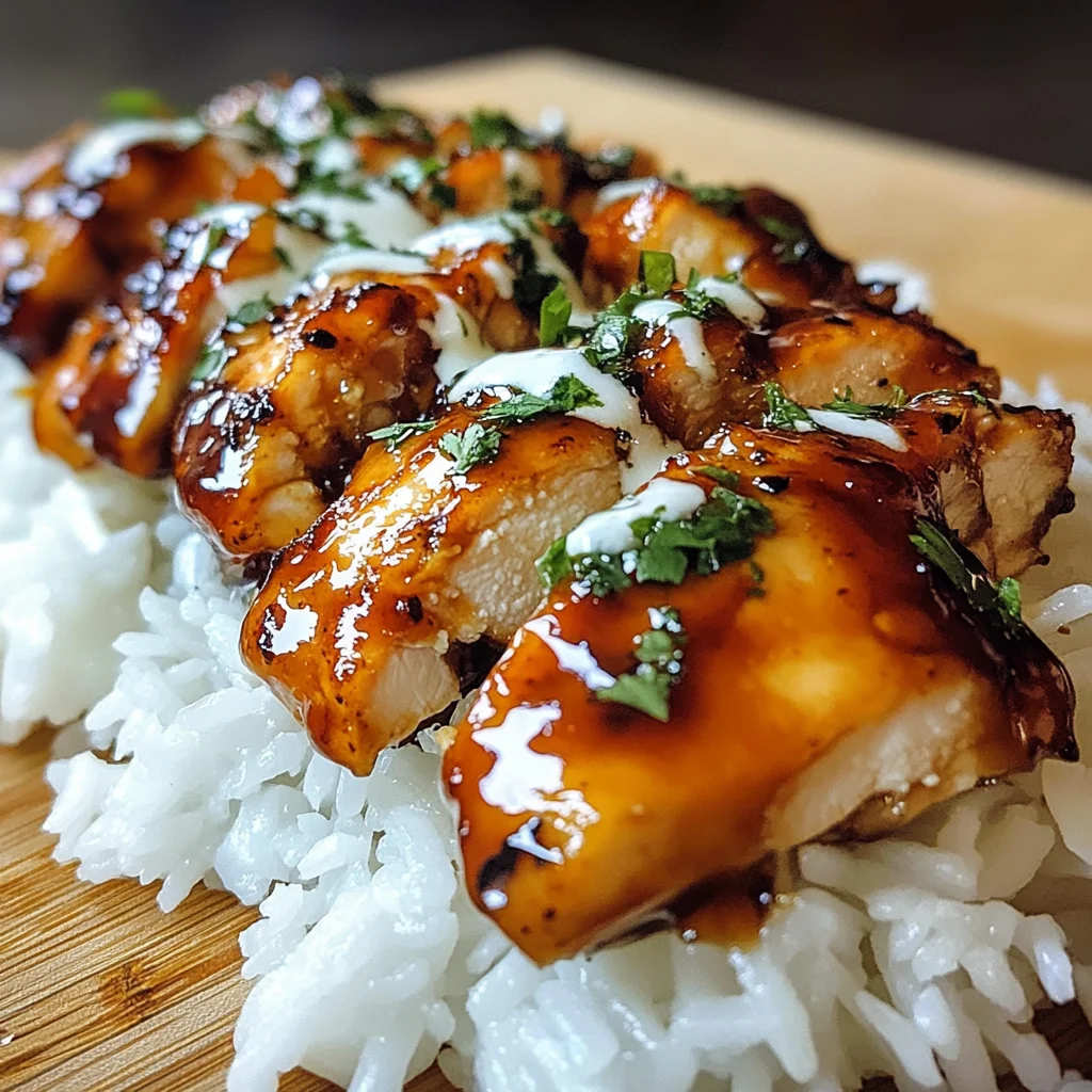 Sticky Honey BBQ Ranch Chicken Rice