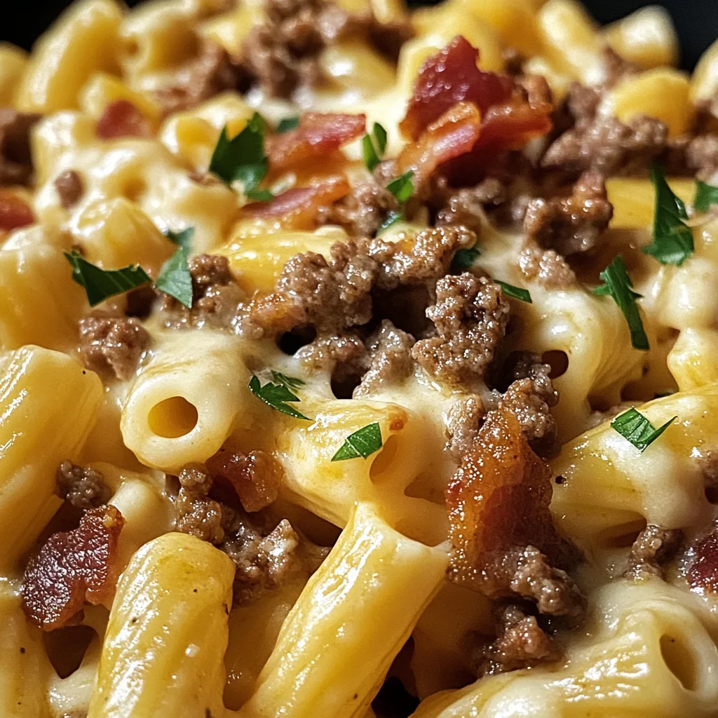 Cheeseburger Pasta with Turkey Bacon