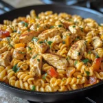 Cheesy Cajun Garlic Chicken Rotini Skillet Delight