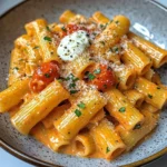 Creamy Tomato Garlic Rigatoni Pasta Recipe
