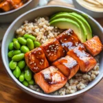 Crispy Air Fryer Teriyaki Salmon Bites Bowl