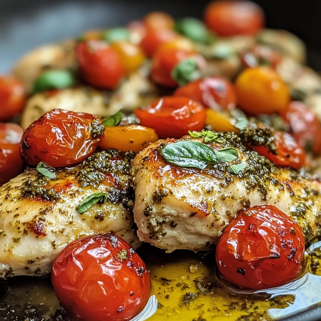 Flavorful Pesto Chicken Recipe with Juicy Cherry Tomatoes Easy and Delicious