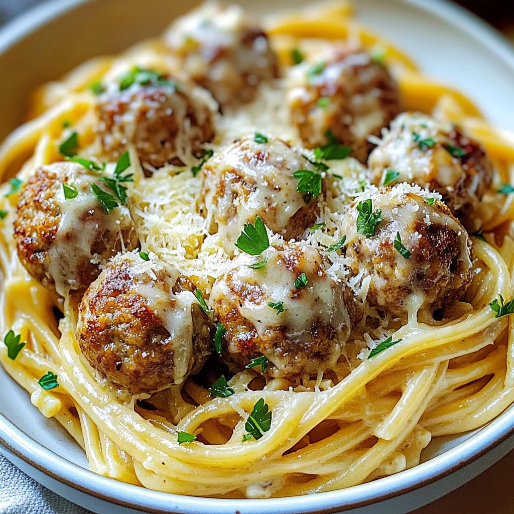 Garlic Butter Meatball Pasta