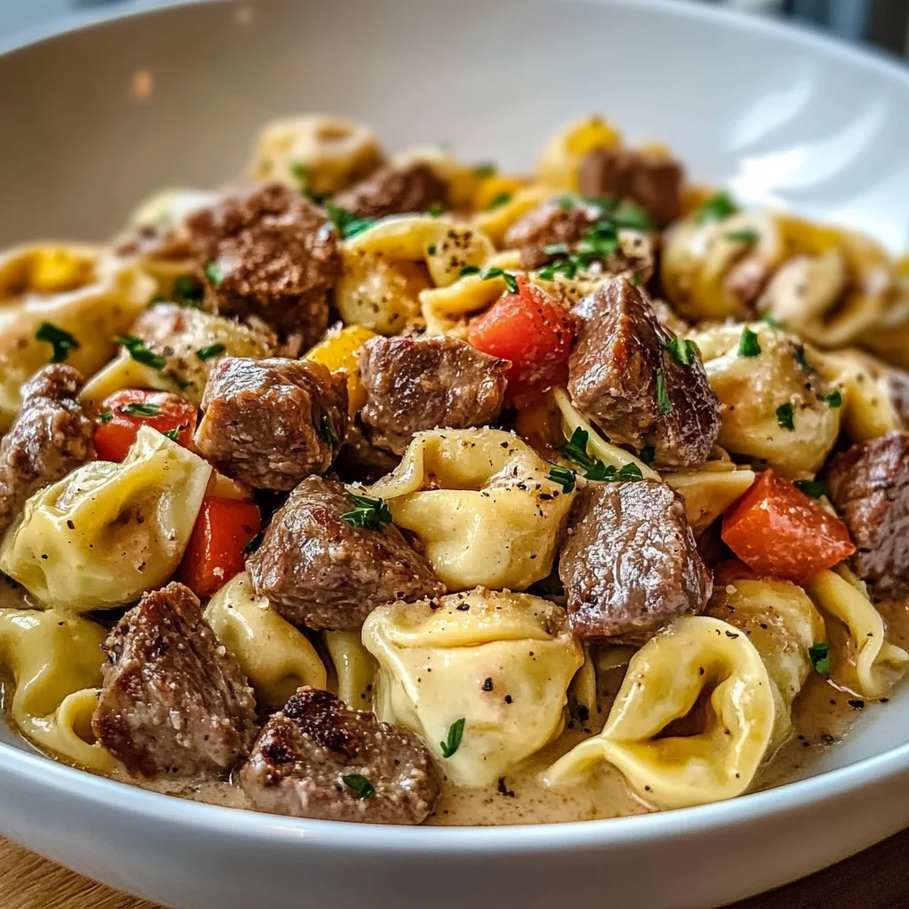 Indulge in Philly Cheesesteak Tortellini Pasta Bliss