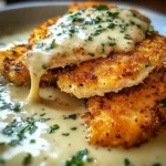 Irresistibly Delicious Parmesan Crusted Chicken with Creamy Garlic Sauce