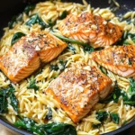 One Skillet Salmon with Lemon Orzo