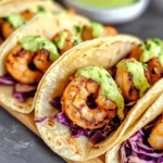 Spicy Shrimp Tacos with Avocado Crema