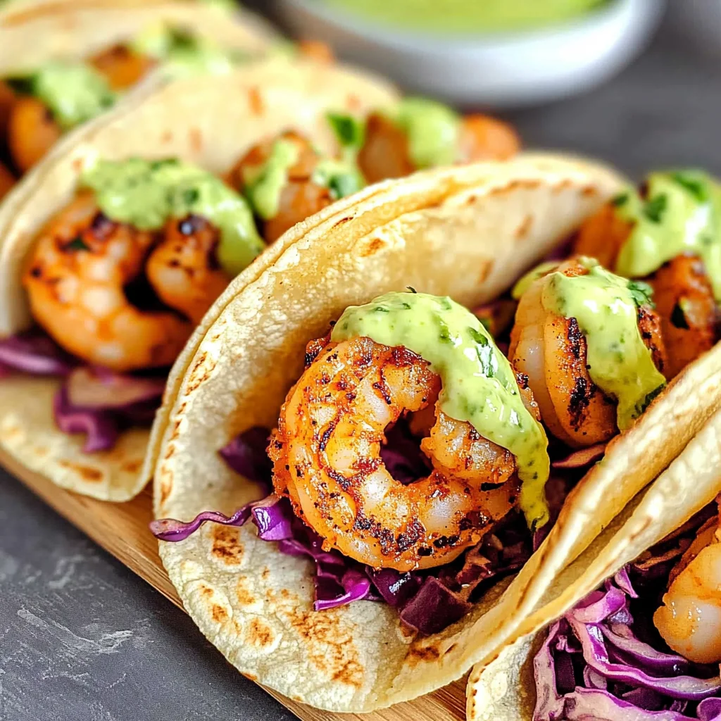 Spicy Shrimp Tacos with Avocado Crema