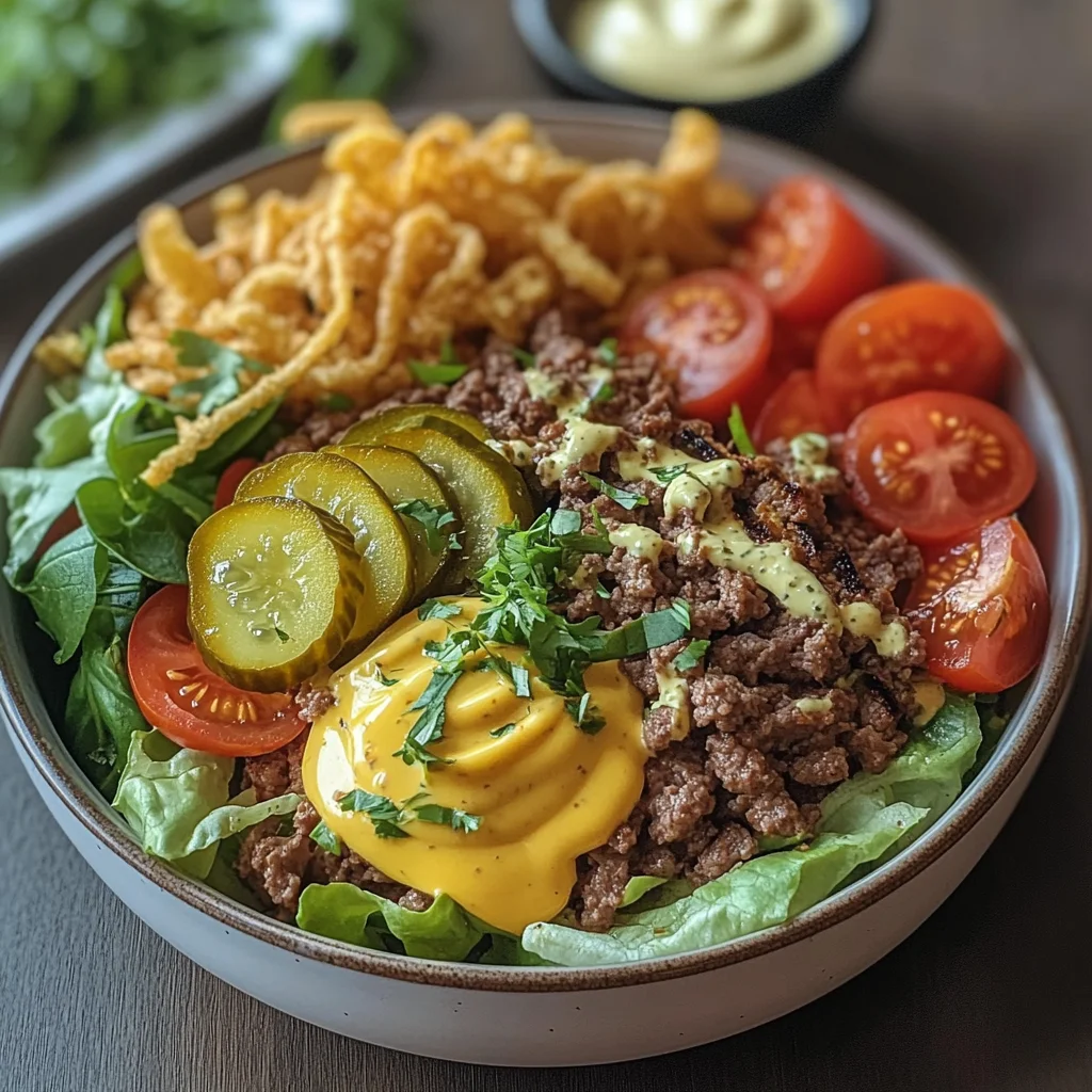 Viral Smash Burger Bowls with Tangy Pickle Aioli & Crispy Onion Straws