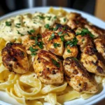 Cajun Chicken Bites with a Creamy Cheesy Fettuccine Alfredo