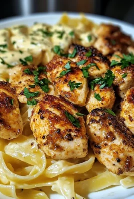 Cajun Chicken Bites with a Creamy Cheesy Fettuccine Alfredo