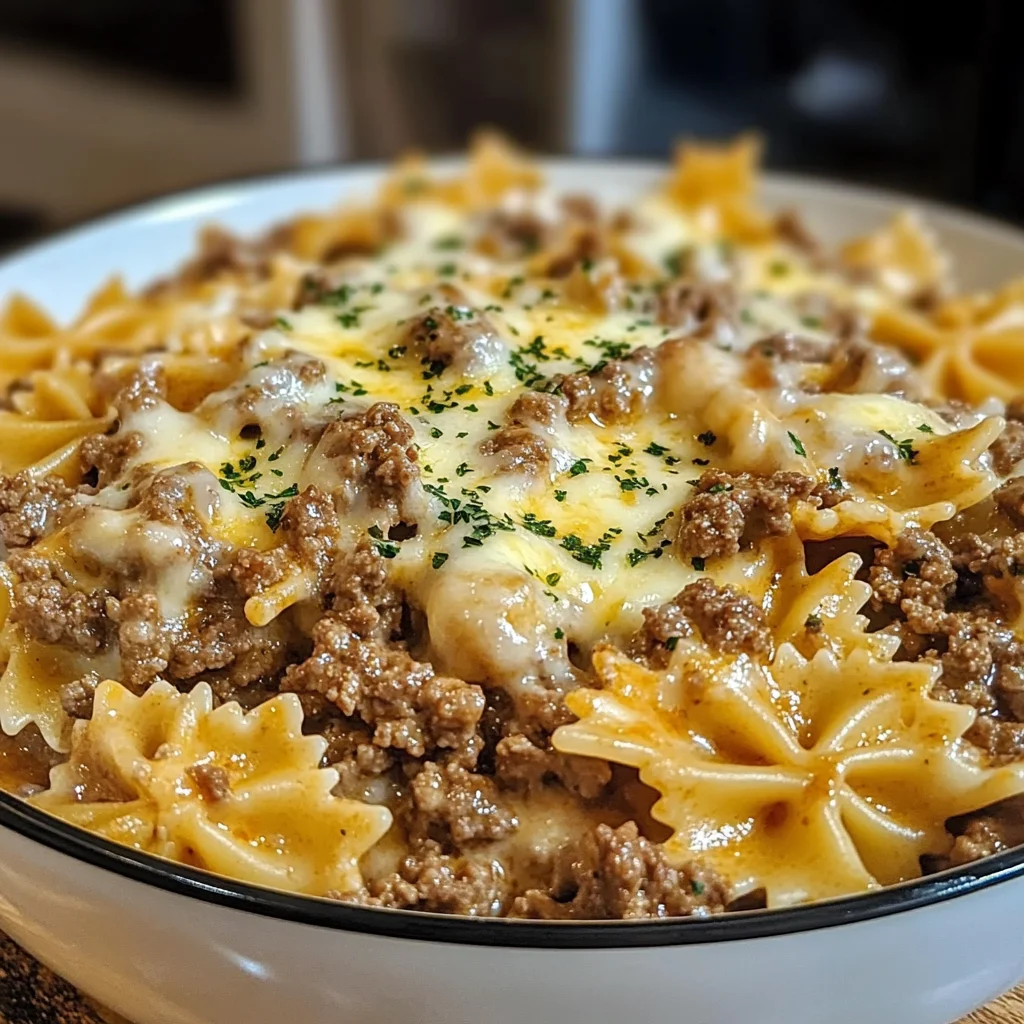 Cajun Garlic Butter Beef with Creamy Cheddar Bowtie Pasta