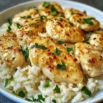 Chicken Scampi with Creamy Garlic Parmesan Rice