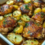 Crazy-Good Crispy Chicken Thighs & Herb-Roasted Potatoes Bake