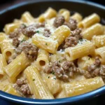 Creamy Beef and Garlic Butter Rigatoni