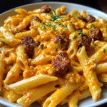 Creamy Cheddar Buffalo Sausage Pasta