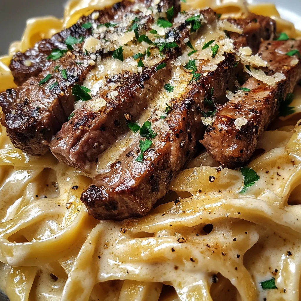 Creamy Garlic Butter Steak Alfredo