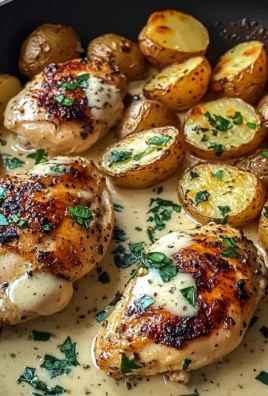 Creamy Garlic Chicken with Roasted Baby Potatoes