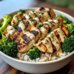 Creamy Garlic Herb Chicken Bowl with Broccoli & Rice