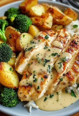 Creamy Garlic Lemon Chicken with Rice & Roasted Potatoes