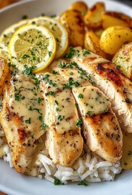 Creamy Garlic Lemon Chicken with Rice & Roasted Potatoes