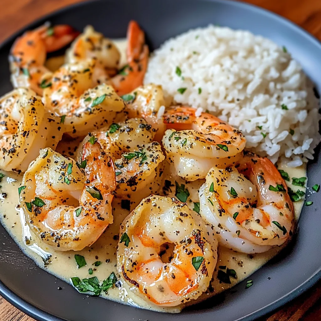 Creamy Garlic Pepper Shrimp with Herb Rice Quick & Elegant Dinner