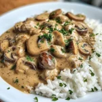 Creamy Mushroom Stroganoff with Fluffy White Rice